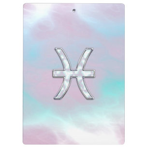 Pisces Zodiac Symbol Mother of Pearl Decor Clipboard