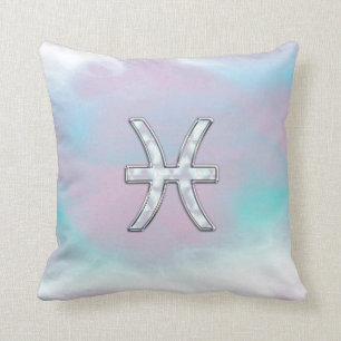 Pisces Zodiac Symbol Mother of Pearl Decor Cushion