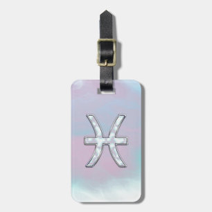 Pisces Zodiac Symbol Mother of Pearl Decor Luggage Tag