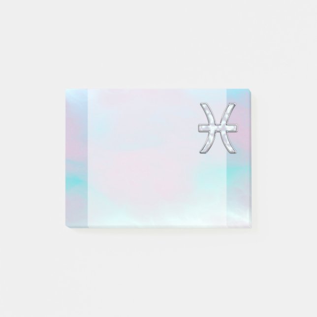 Pisces Zodiac Symbol Mother of Pearl Decor Post-it Notes (Front)