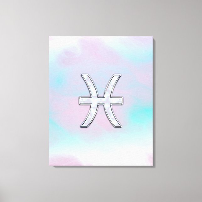 Pisces Zodiac Symbol Mother of Pearl style Canvas Print (Front)