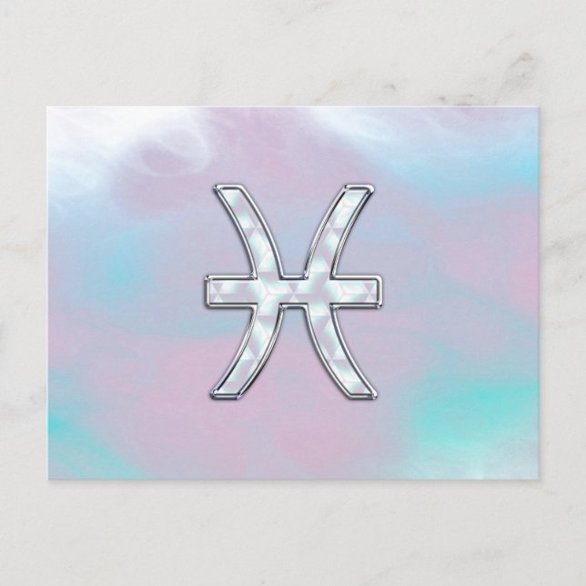 Pisces Zodiac Symbol Mother of Pearl style Postcard (Front)