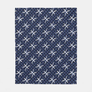 Pisces Zodiac Symbol Navy Blue Carbon Fibre Print Fleece Blanket