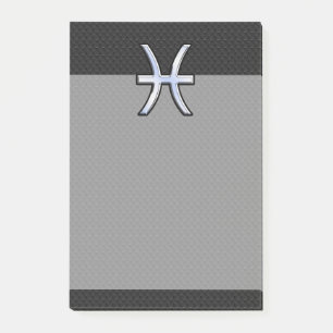 Pisces Zodiac Symbol on Black Snake Skin Style Post-it Notes
