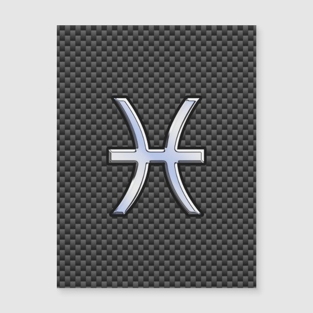 Pisces Zodiac Symbol on Carbon Fibre Style (Front)