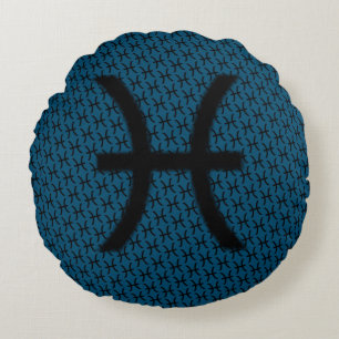 Pisces Zodiac Symbol Standard by Kenneth Yoncich Round Cushion