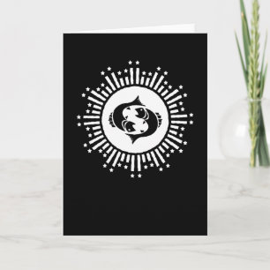 Pisces Zodiac Symbol with Celestial Starburst  Card