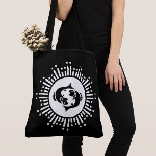 Pisces Zodiac Symbol with Celestial Starburst  Tote Bag