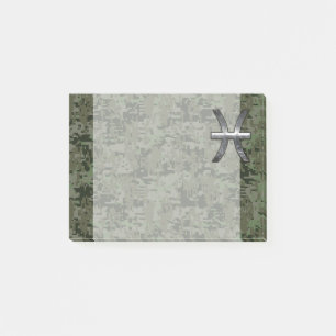Pisces Zodiac Symbol Woodland Green Digital Camo Post-it Notes