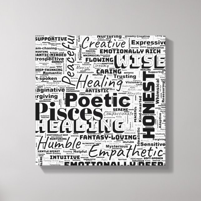 Pisces Zodiac Word Cloud Inspiration  Canvas Print (Front)