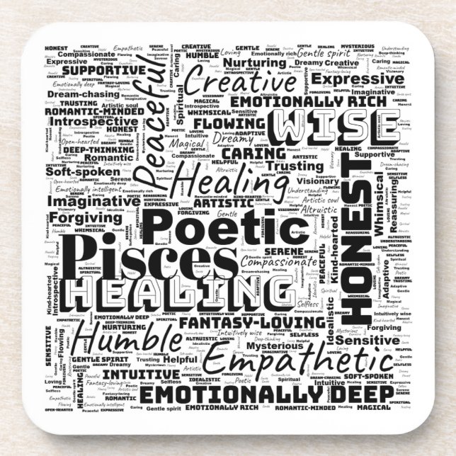 Pisces Zodiac Word Cloud Inspiration  Coaster (Front)