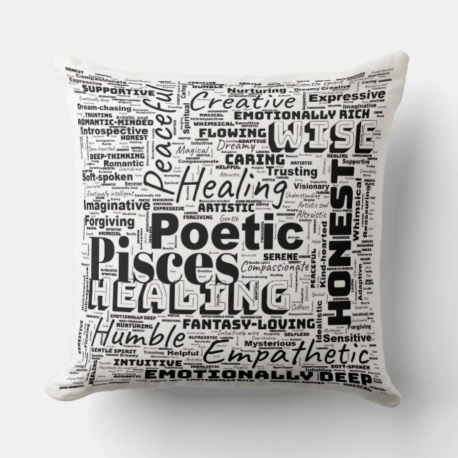 Pisces Zodiac Word Cloud Inspiration  Cushion (Front)