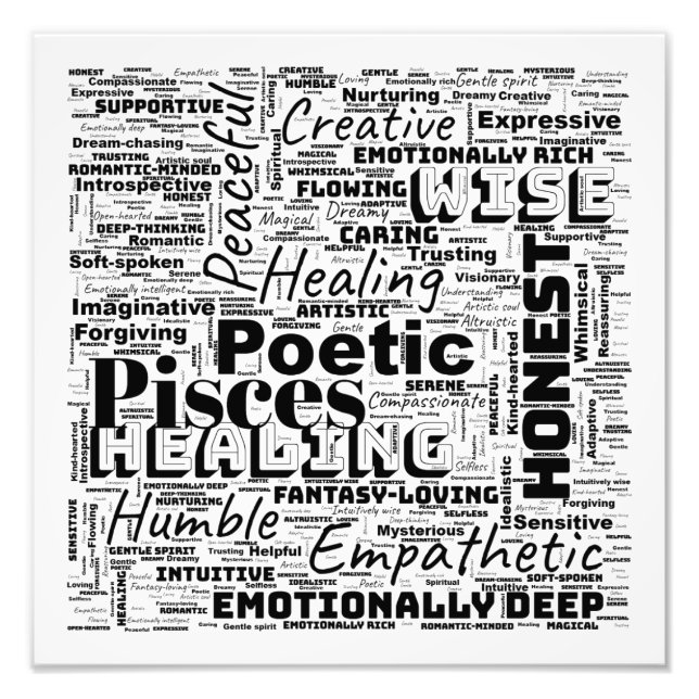 Pisces Zodiac Word Cloud Inspiration Sqaure (S-M) Photo Print (Front)