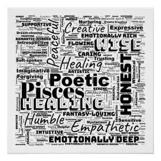 Pisces Zodiac Word Cloud Inspiration Square (L) Poster