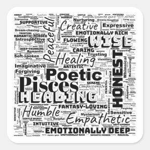 Pisces Zodiac Word Cloud Inspiration  Square Sticker