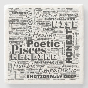 Pisces Zodiac Word Cloud Inspiration  Stone Coaster