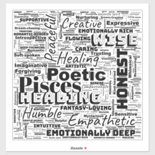 Pisces Zodiac Word Cloud Inspiration Vinyl