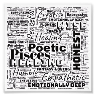 Pisces Zodiac Word Cloud Inspirational Photo Print