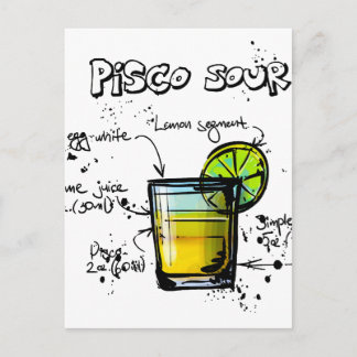 Pisco Sour Cocktail Recipe Postcard
