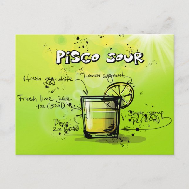 Pisco Sour Drink- Cocktail Gift Postcard (Front)