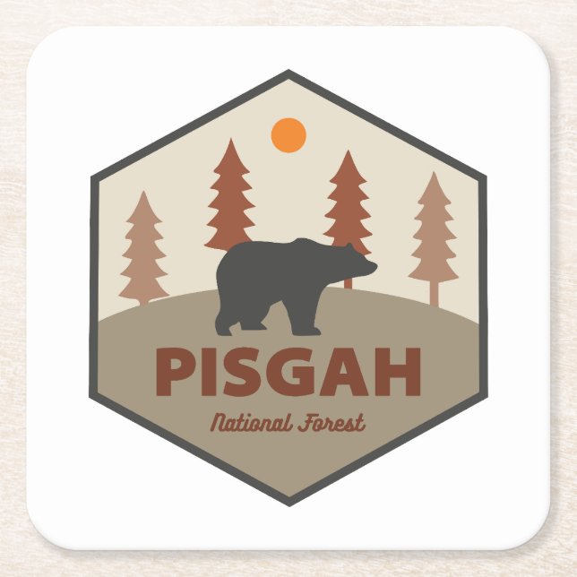 Pisgah National Forest Bear Square Paper Coaster (Front)