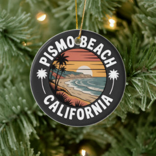 Pismo Beach, California Drawing Ceramic Tree Decoration