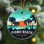 Pismo Beach California Retro Sunset Souvenirs 80s Ceramic Tree Decoration<br><div class="desc">Pismo Beach California Tropical Retro Sunset design. Indulge in the nostalgia of Pismo Beach with our vintage souvenir,  designed specifically for seaside vacationers. Reminiscent of a bygone era,  this design encapsulates the tranquillity and beauty of the cove,  serving as a delightful reminder of your beachside getaway.</div>
