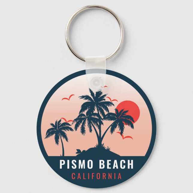 Pismo Beach California Retro Sunset Souvenirs 80s Key Ring (Front)