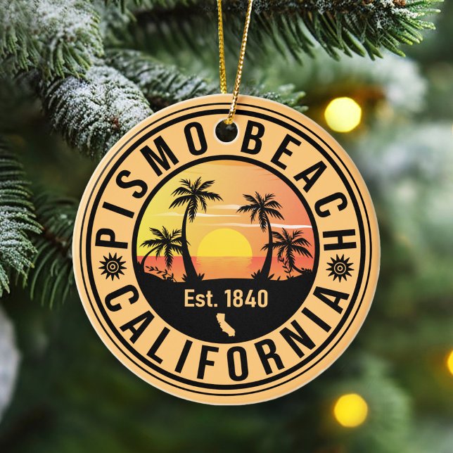 Pismo Beach California Sunset Vacation Souvenir Ceramic Tree Decoration (Creator Uploaded)