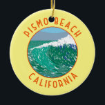 Pismo Beach California Travel Art Vintage Ceramic Tree Decoration<br><div class="desc">Pismo Beach in a vector art style. It's known for its wineries and many beaches.</div>