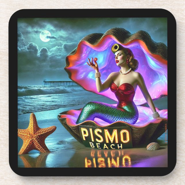PISMO BEACH MERMAID.  SERIES 1 NUMBER 1. COASTER (Front)