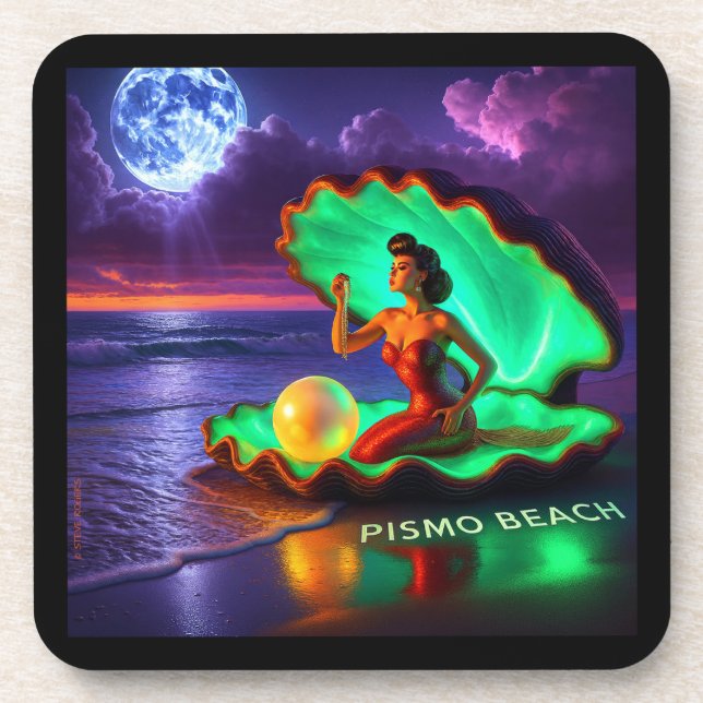 PISMO BEACH MERMAID. SERIES 1 NUMBER 3. COASTER (Front)