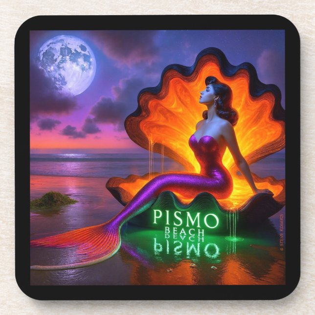 PISMO BEACH MERMAID. SERIES 1 NUMBER 4. COASTER (Front)