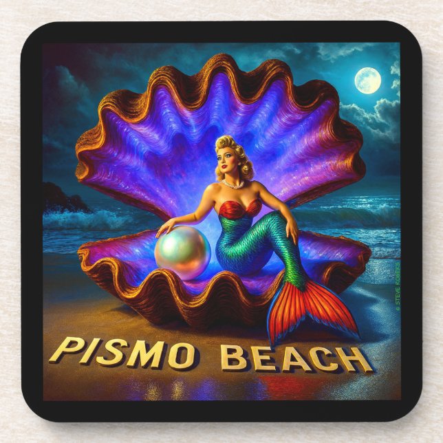 PISMO BEACH MERMAID. SERIES 1 NUMBER 5. COASTER (Front)