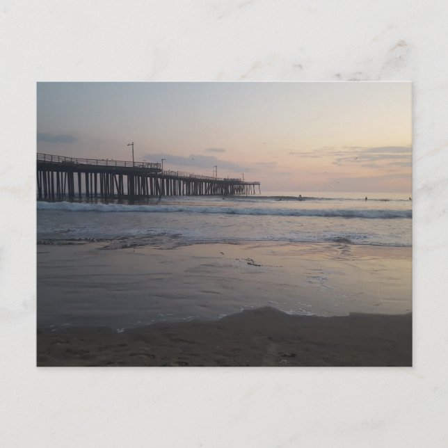 Pismo Beach Pier at sunset Postcard (Front)