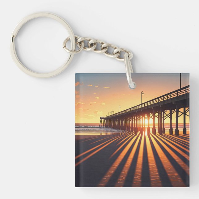 Pismo Beach Pier California Key Ring (Front)