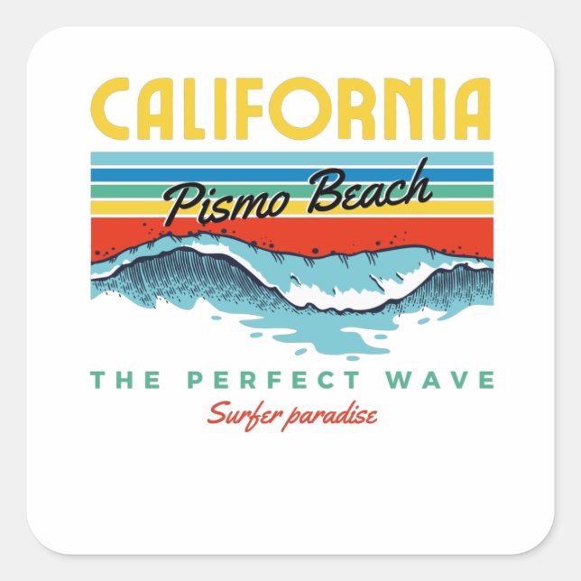 Pismo Beach Square Sticker (Front)
