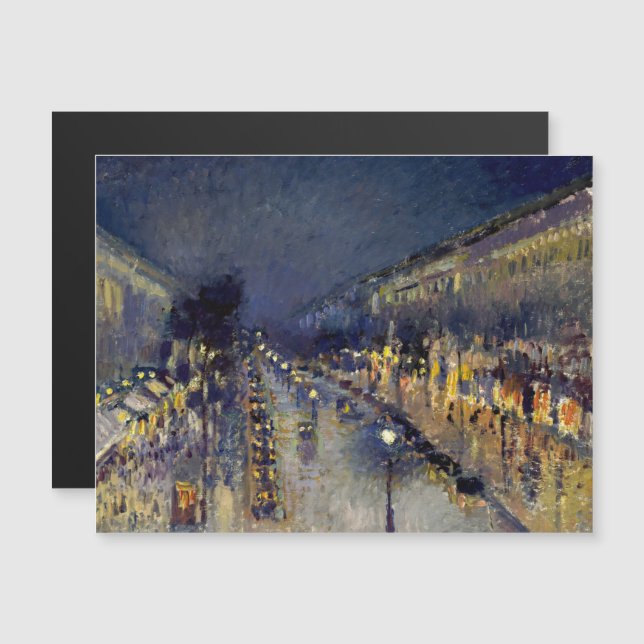 Pissarro - Blvd Montmartre at Night Magnetic Card (Front/Back)