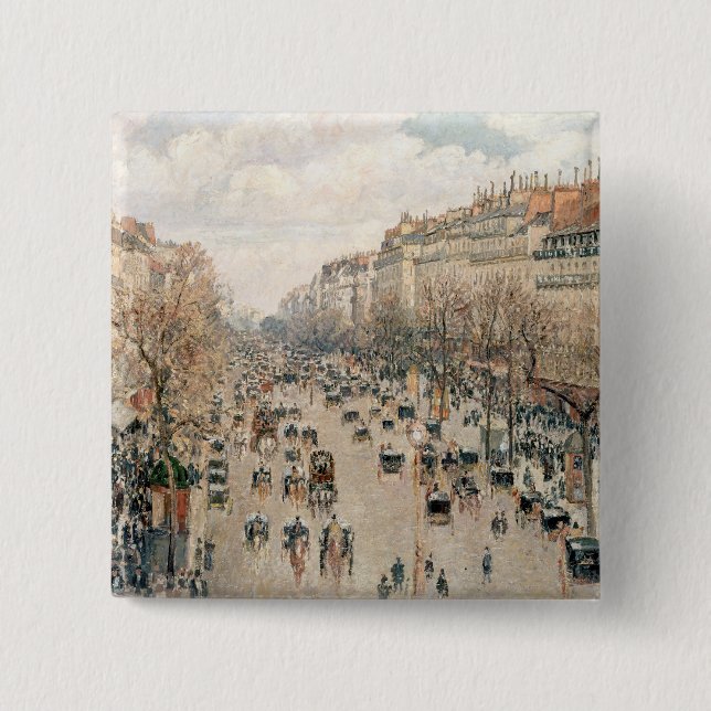 Pissarro - Boulevard Montmartre, Afternoon Sun 15 Cm Square Badge (Front)