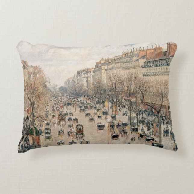 Pissarro - Boulevard Montmartre, Afternoon Sun Decorative Cushion (Front)
