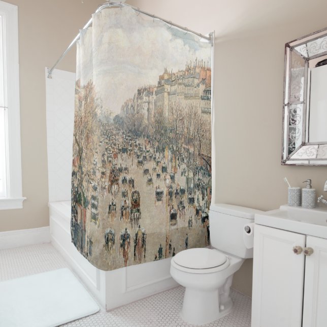 Pissarro - Boulevard Montmartre, Afternoon Sun Shower Curtain (In Situ)