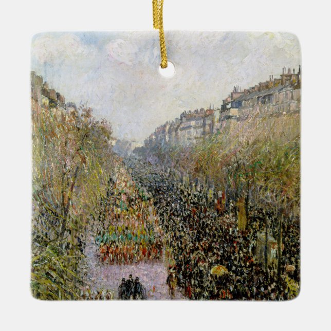 Pissarro - Boulevard Montmartre, Mardi Gras Ceramic Ornament (Front)