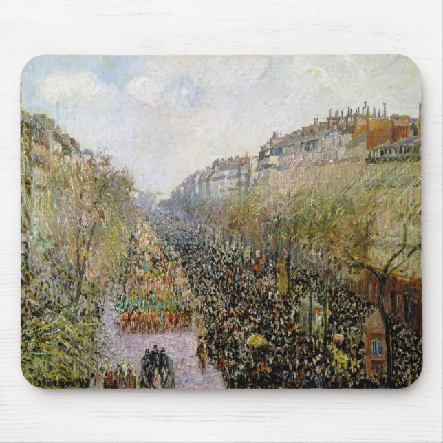 Pissarro - Boulevard Montmartre, Mardi Gras Mouse Mat (Front)