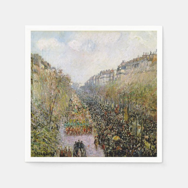 Pissarro - Boulevard Montmartre, Mardi Gras Napkin (Front)