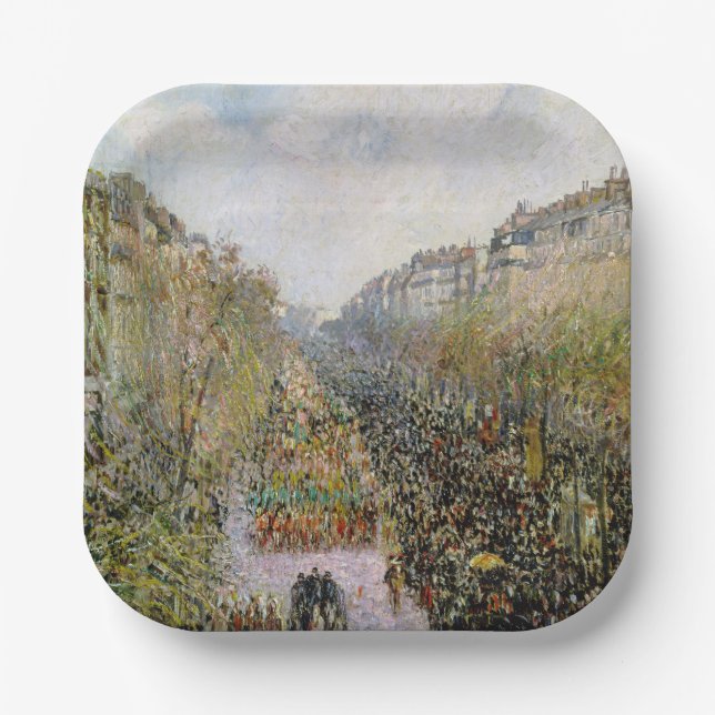 Pissarro - Boulevard Montmartre, Mardi Gras Paper Plate (Front)