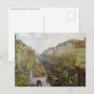 Pissarro - Boulevard Montmartre, Mardi Gras Postcard