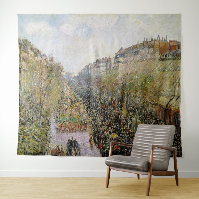Pissarro - Boulevard Montmartre, Mardi Gras Tapestry (In Situ (Horizontal))