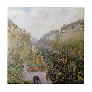 Pissarro - Boulevard Montmartre, Mardi Gras Tile