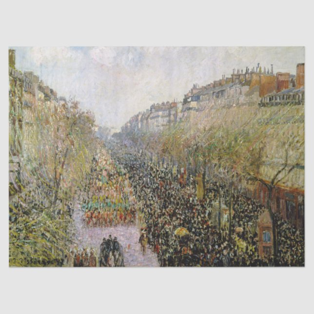 Pissarro - Boulevard Montmartre, Mardi Gras Tissue Paper (Front)