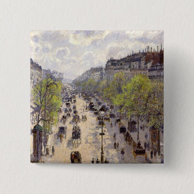 Pissarro - Boulevard Montmartre, Spring 15 Cm Square Badge (Front)